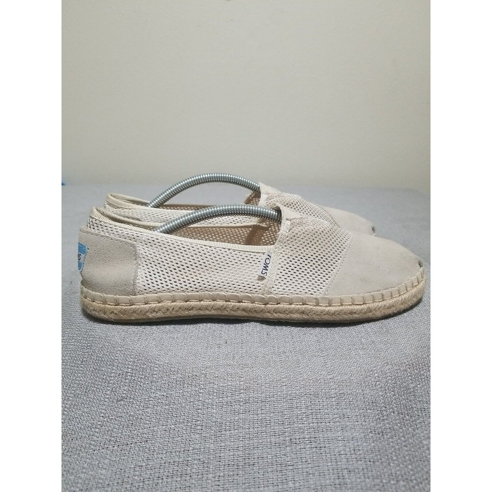 TOMS Alpargata Rope Espadrille Slip On Suede Mesh Womens Size 9 Flats Beige - Picture 2 of 16